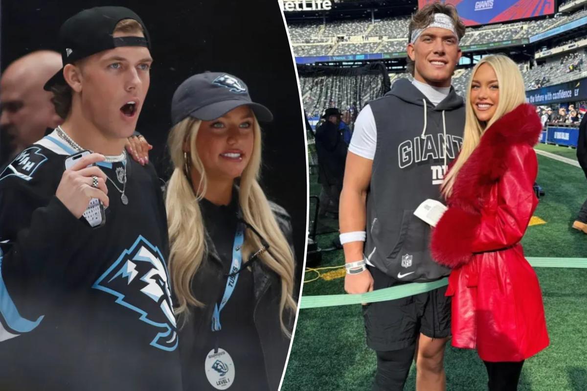Jaxson Dart and girlfriend Marissa Ayers enjoy NHL date night