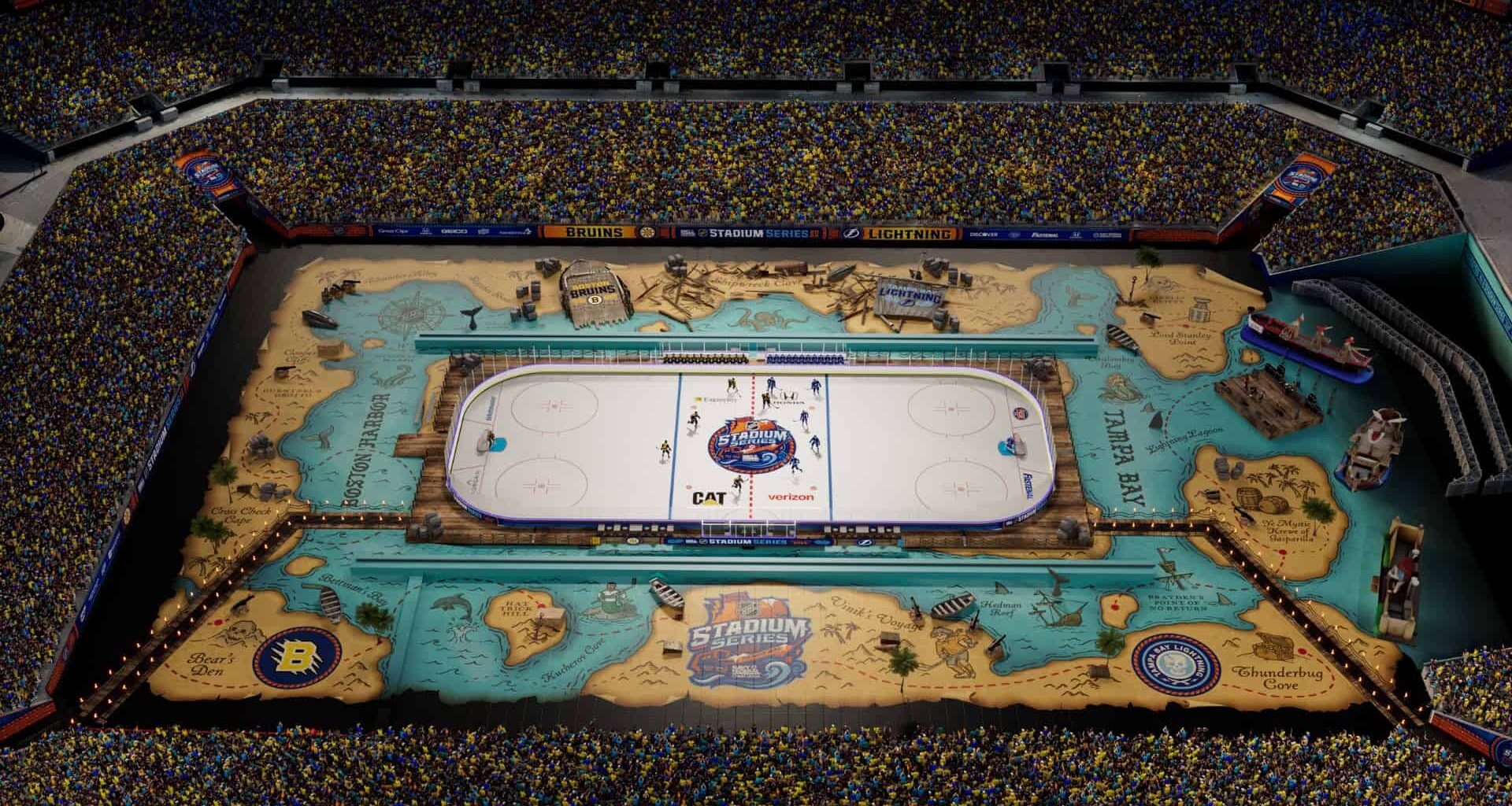 Rendering of a treasure map decorated field