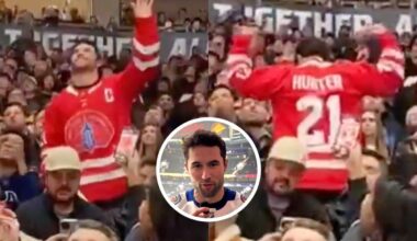 Robbie G.K. from ‘Heated Rivalry’ attends Capitals-Canucks game, wears Scott Hunter jersey underneath Vancouver Pride sweater