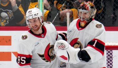 Senators' Sanderson says he apologized to goalie Merilainen for '10 saves' comment