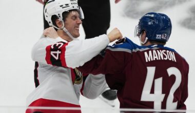 Josh Manson has 2 goals, 2 assists and a fight as Avalanche rout Senators 8-2
