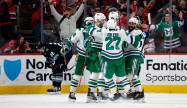 Hurricanes rally with 3 goals in last 2 minutes to stun Mammoth