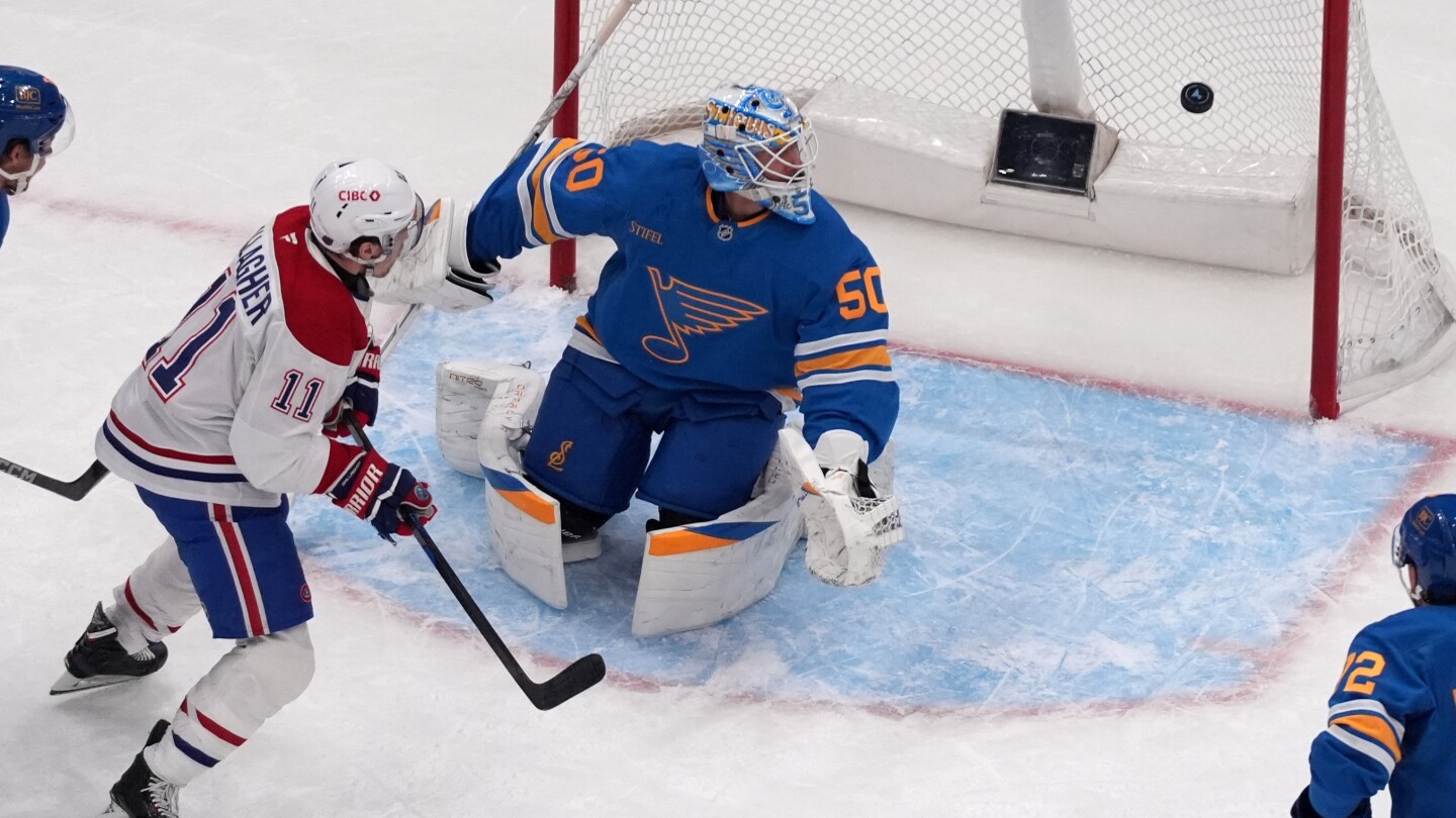 Binnington makes 25 saves for 1st shutout of the season, Blues beat Canadiens 2-0s