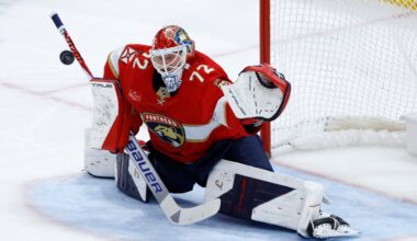 Goalie fight breaks out between Florida's Sergei Bobrovsky and San Jose’s Alex Nedeljkovic