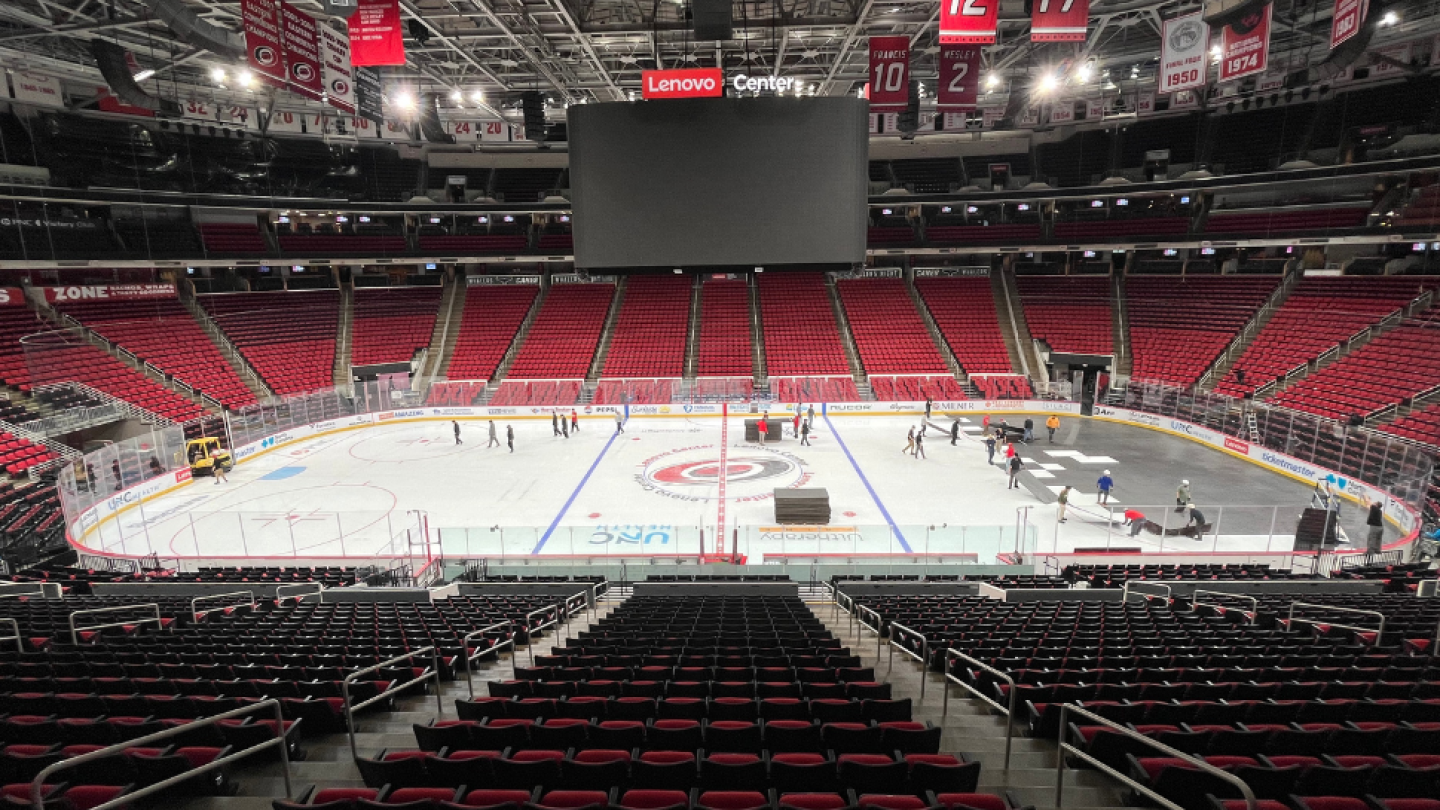 How the Lenovo Center flips from court to ice in hours