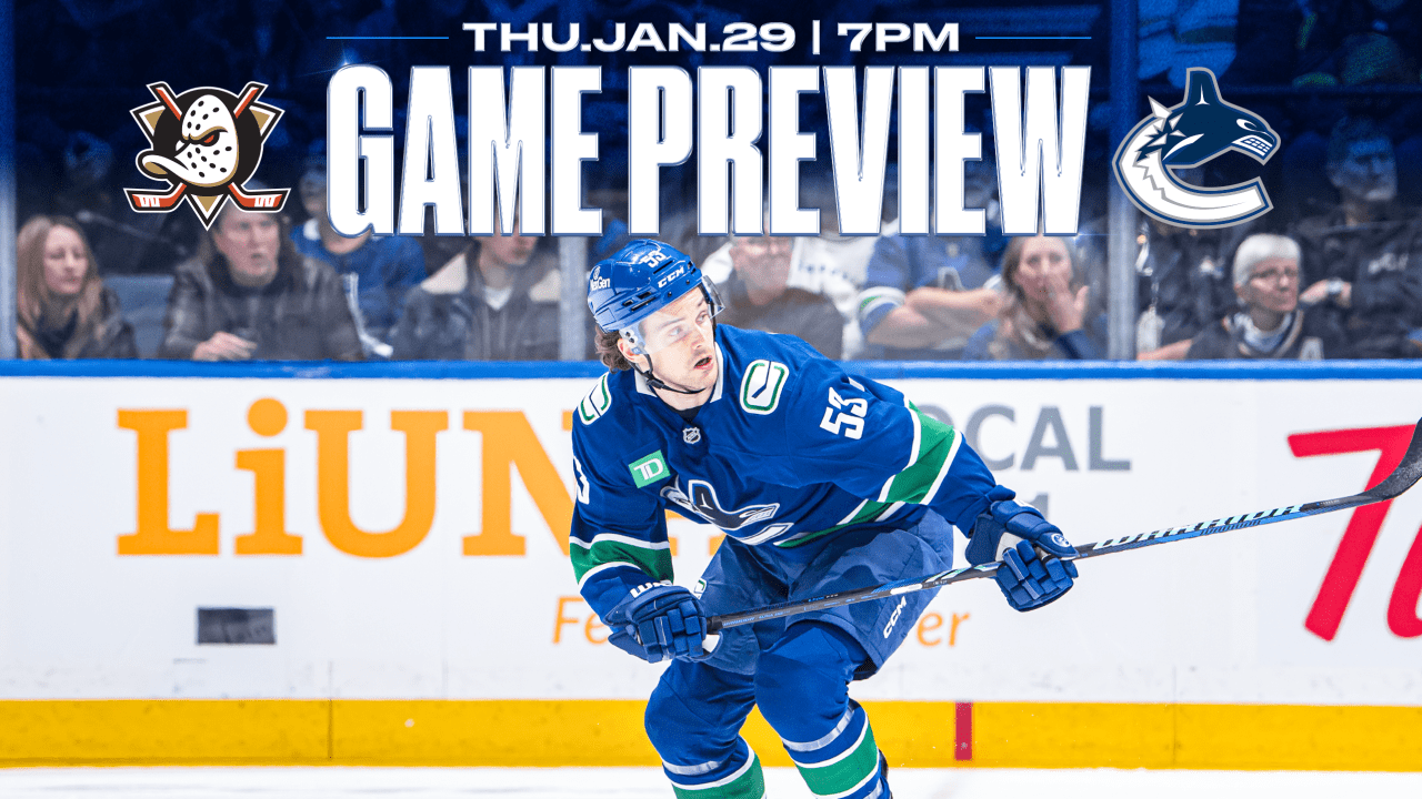 Canucks Continue Homestand with Ducks in Town on Thursday Night