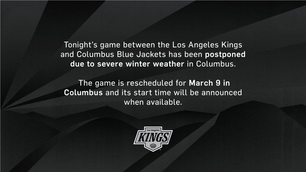 Tonight's Game Postponed, Rescheduled for March 9