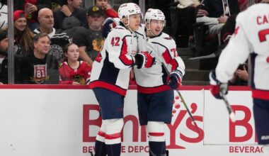 McMichael and Ovechkin score as the Capitals beat the depleted Blackhawks 5-1