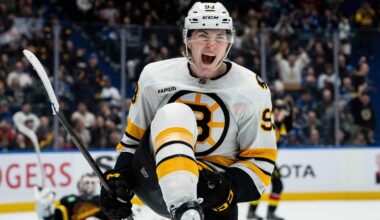 Minten scores twice in huge homecoming to lift Bruins over Canucks 3-2 in OT