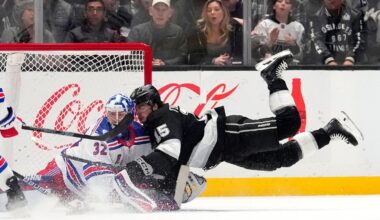 Anton Forsberg excels in relief of injured Darcy Kuemper in LA Kings' 4-3 win over slumping Rangers