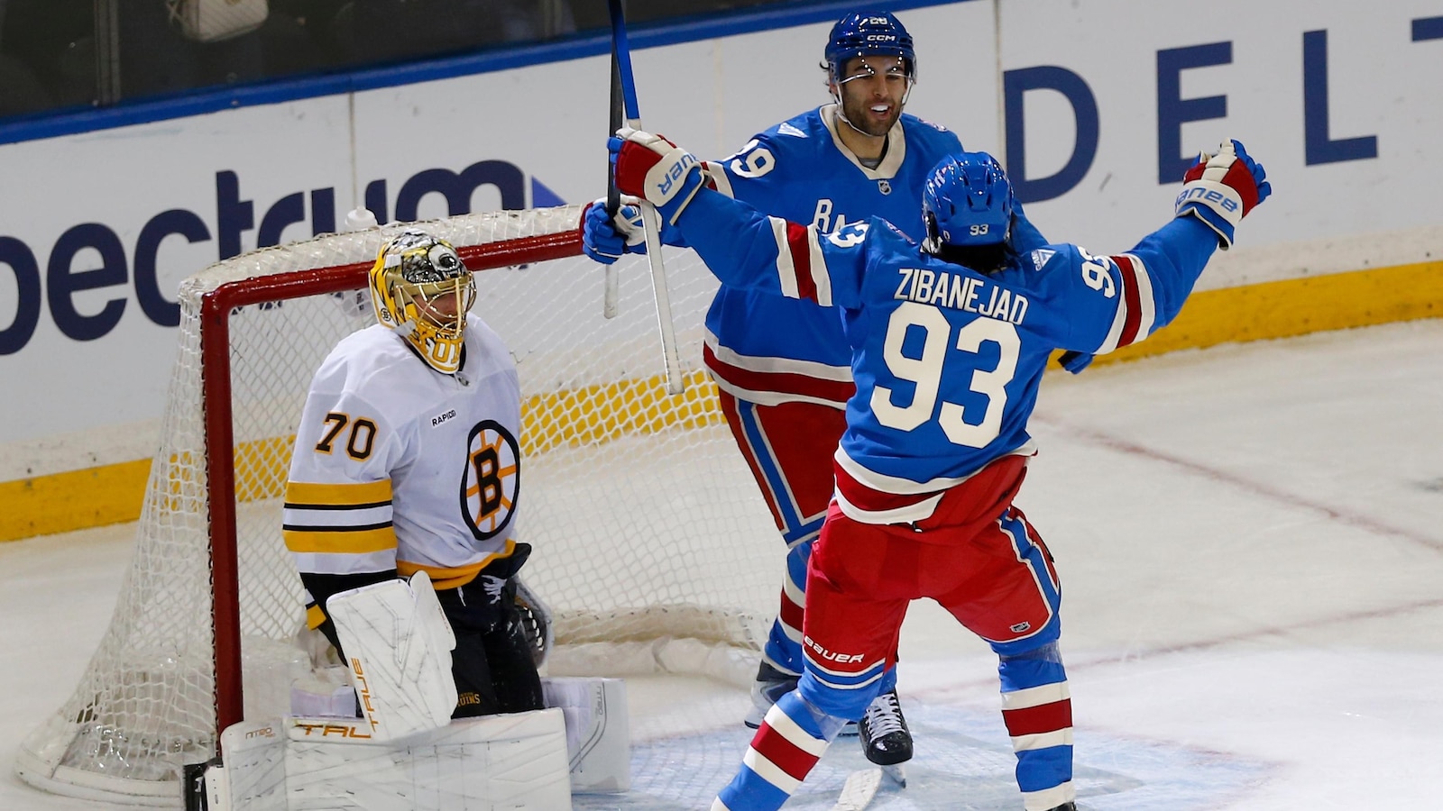 Matthew Robertson scores in OT to lift the Rangers over the Bruins 4-3