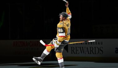 Jan 15, 2026; Las Vegas, Nevada, USA; Vegas Golden Knights center Tomas Hertl (48) was named Second Star of the Game after the Golden Knights defeated the Toronto Maple Leafs 6-5 in overtime at T-Mobile Arena. Mandatory Credit: Stephen R. Sylvanie-Imagn Images