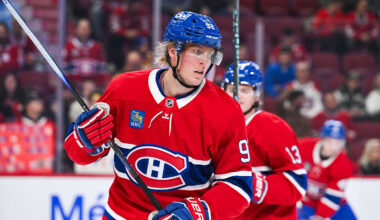 Oct 16, 2025; Montreal, Quebec, CAN; Montreal Canadiens right wing Patrik Laine (92) looks on during warm-up before the game against the Nashville Predators at Bell Centre. Mandatory Credit: David Kirouac-Imagn Images