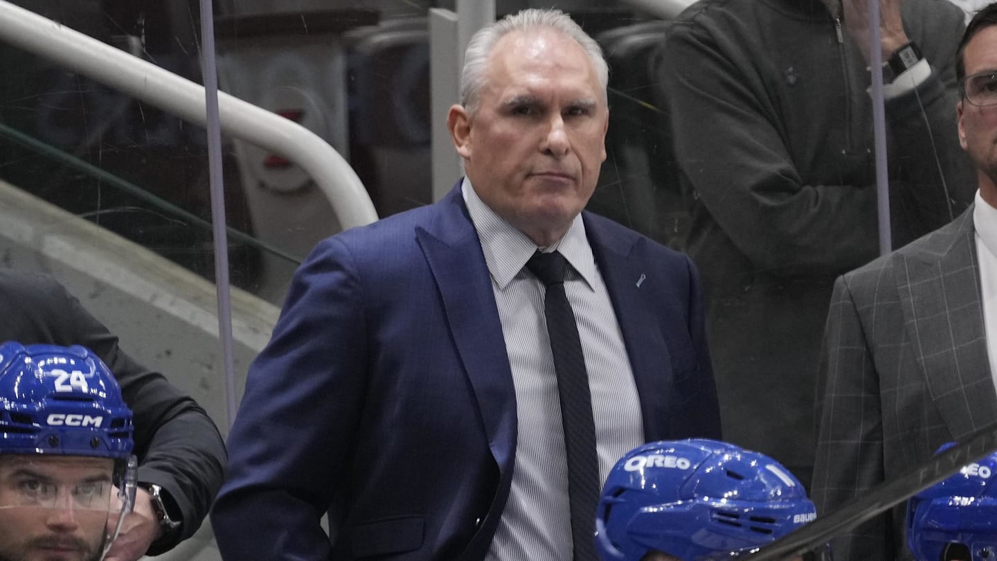 Dec 8, 2025; Toronto, Ontario, CAN; Toronto Maple Leafs head coach Craig Berube watcxhes the action against the Tampa Bay Lightning during the third period at Scotiabank Arena. Mandatory Credit: John E. Sokolowski-Imagn Images