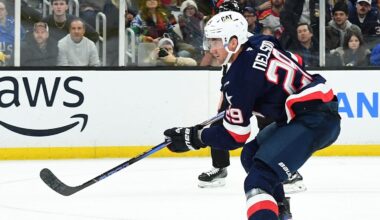 Feb 17, 2025; Boston, MA, USA; [Imagn Images direct customers only]  Team USA forward Brock Nelson (29) shoots the puck wide of Team Sweden goalie Samuel Ersson (30) during the third period in a 4 Nations Face-Off ice hockey game at TD Garden. Mandatory Credit: Bob DeChiara-Imagn Images