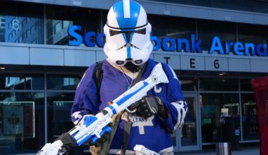 Oct 8, 2025; Toronto, Ontario, CAN; A fan shows his support before a game between the Montreal Canadiens and the Toronto Maple Leafs at Scotiabank Arena. Mandatory Credit: Nick Turchiaro-Imagn Images