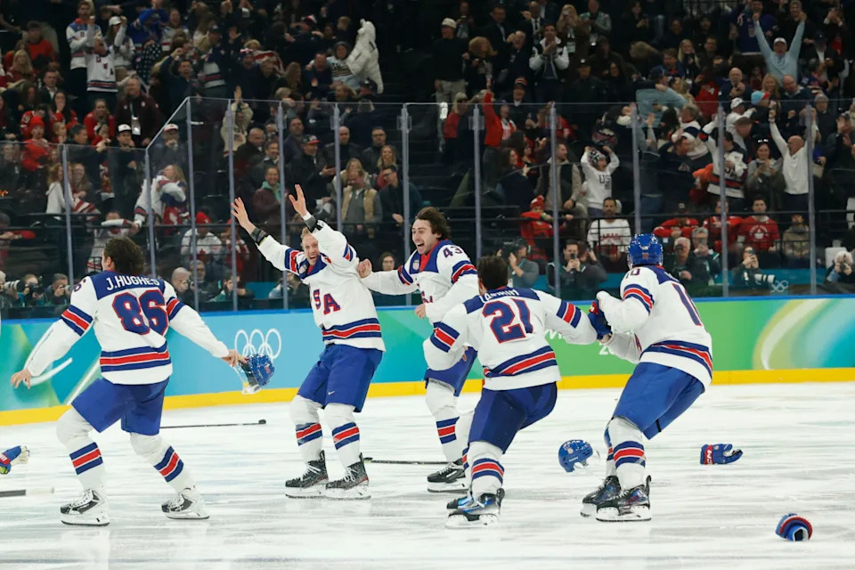 USA men's hockey team celebrates winning gold medal at the Winter OlympicsGeoff Burke-Imagn Images