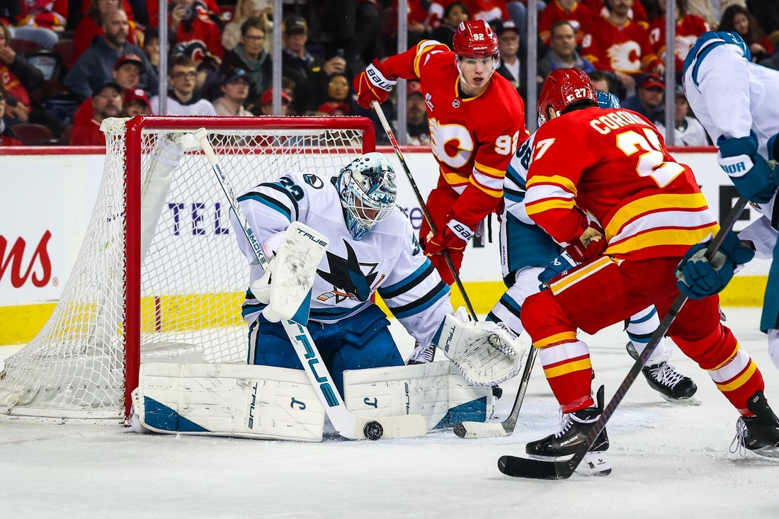 Flames halt 5-game skid on short-handed goal vs. Sharks