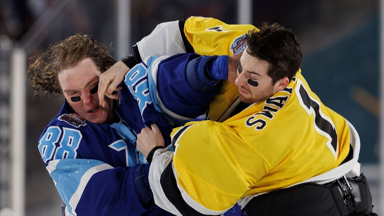 NHL outdoor game sees 1st goalie fight between Vasilevskiy, Swayman