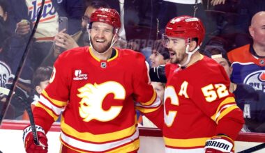 Lomberg scores tiebreaking goal in 3rd and Flames top scuffling Oilers 4-3 to take season series