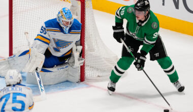 Dallas Stars center Matt Duchene (95) controls the puck on an attack as St. Louis Blues