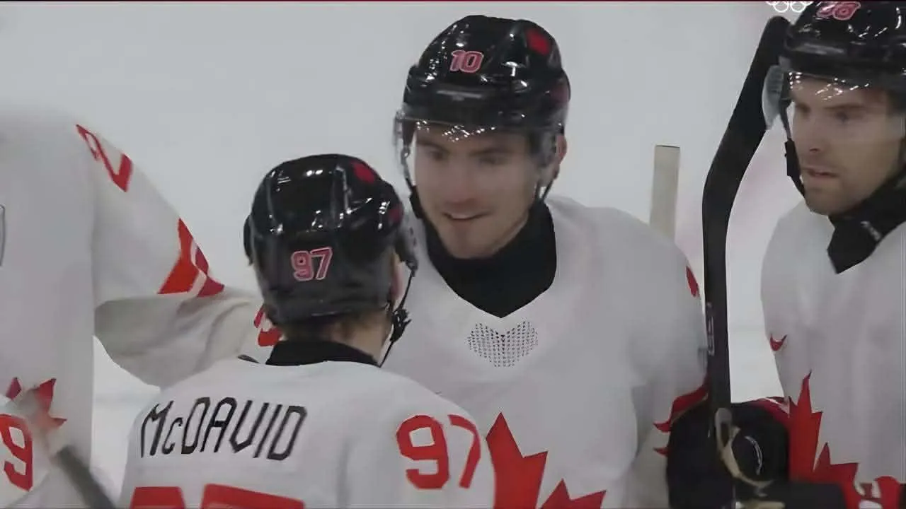 Cameras reveal what Nick Suzuki shouted to Connor McDavid after Canada’s fifth goal
