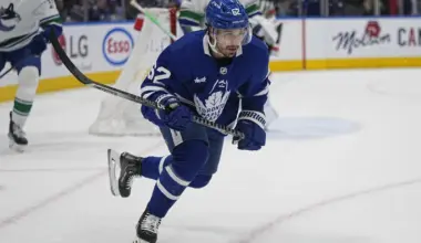 Former Leaf suffers injury vs. Team Canada, putting his Olympic run in doubt