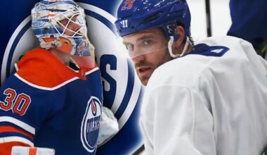Calvin Pickard and Leon Draisaitl Oilers