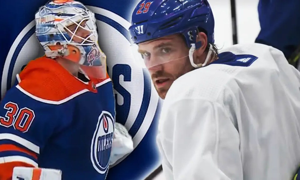 Calvin Pickard and Leon Draisaitl Oilers