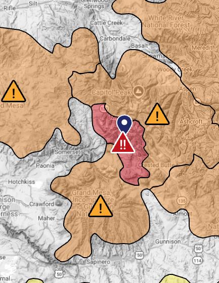 CAIC avalanche warnings Feb 16 2026