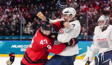Tom Wilson reacts to fight that got French player booted from Olympics