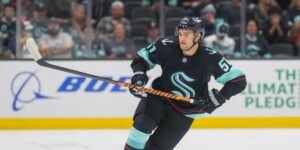 Shane Wright skating for the Seattle Kraken