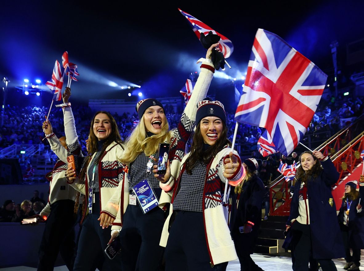 British Olympians take part in the parade of athletes.