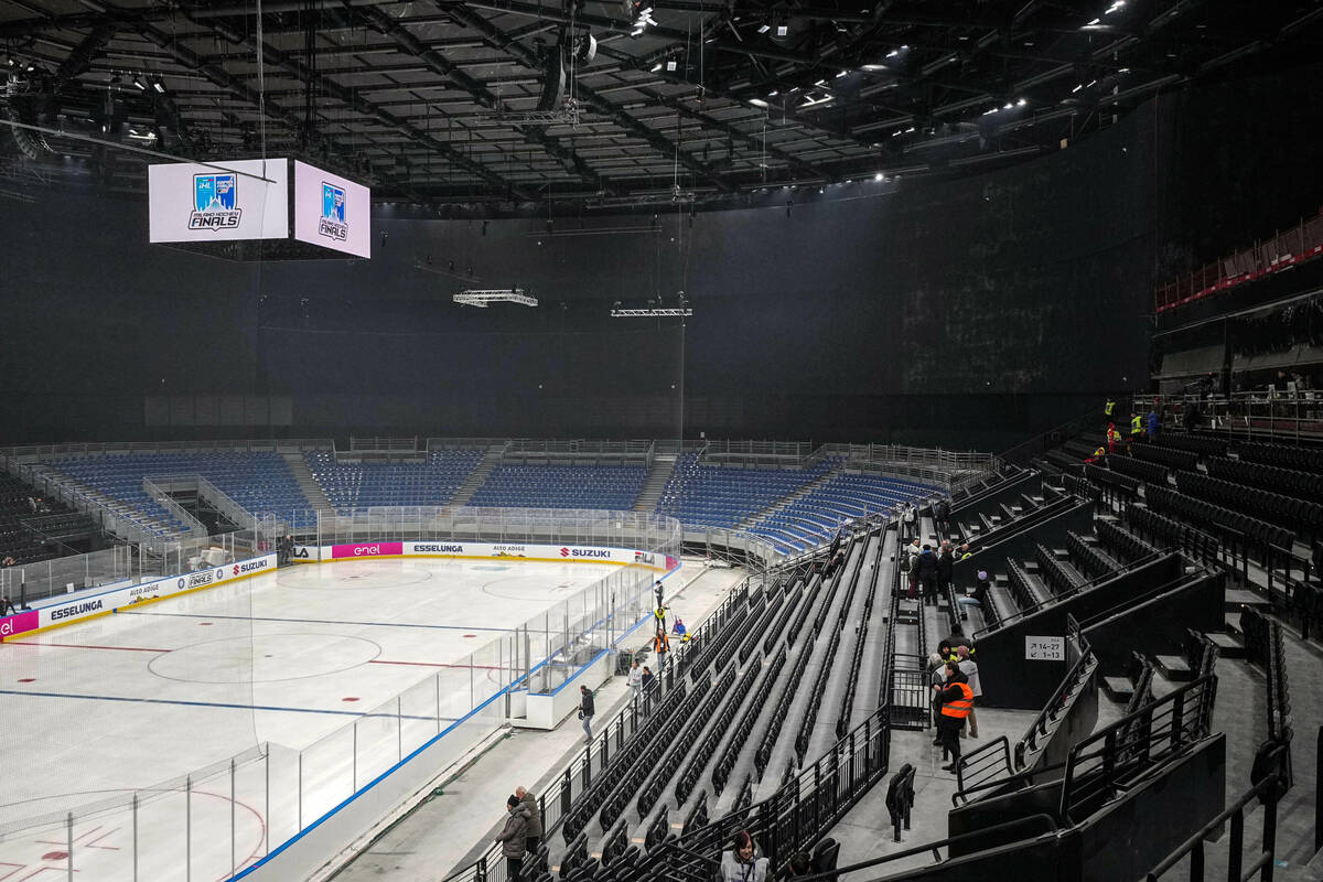 The Milano Santagiulia Ice Hockey Arena for the Milan Cortina 2026 Winter Olympics is seen on F ...