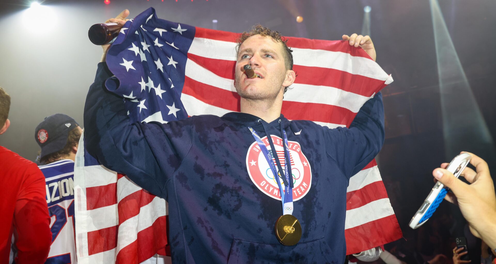 USA Men's Hockey Team Celebrates at Miami Club on Video After Winning Olympic Gold Medal