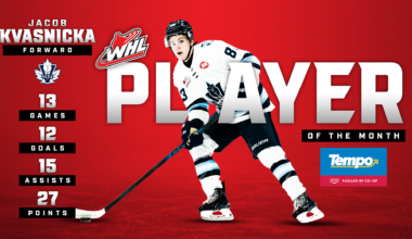 New York Islanders prospect Kvasnicka named Tempo WHL Player of the Month for January, Fuelled by Co-op