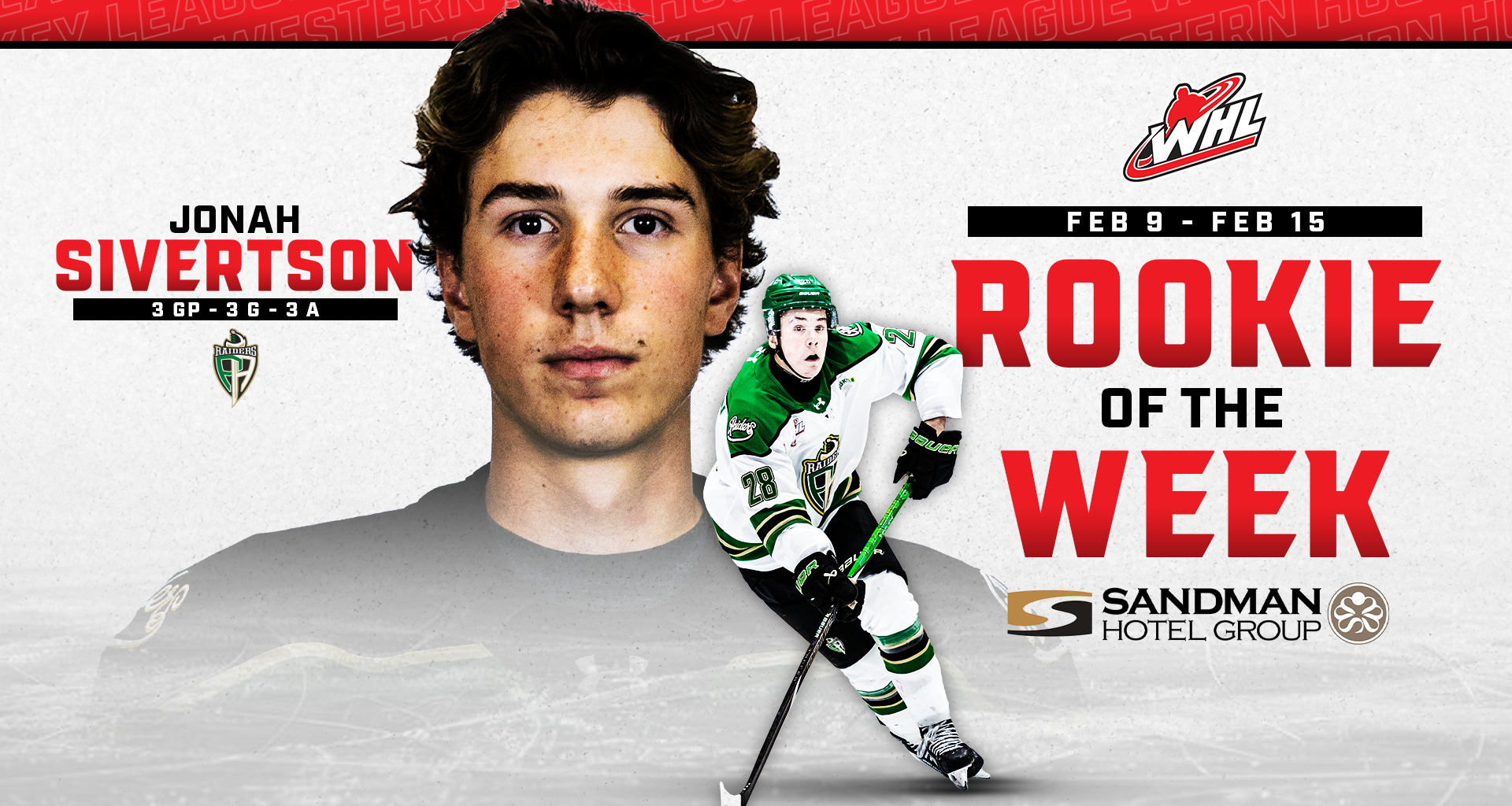 2026 NHL Draft-eligible forward Sivertson named Sandman WHL Rookie of the Week