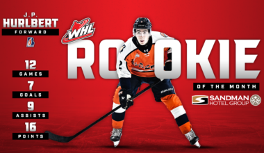 2026 NHL Draft-eligible prospect Hurlbert named Sandman WHL Rookie of the Month for January