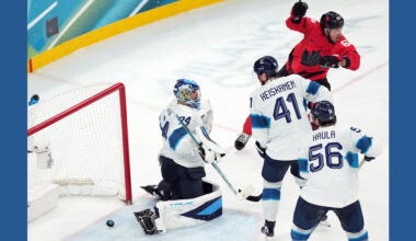 Marchand makes a pesky impact in Canada's 3-2 win over Finland in Olympic men's hockey semifinals