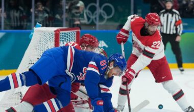 Winnipeg Jets F Kyle Connor skates as an extra for Team USA ahead of QF