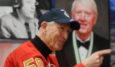 Jim Robson at a 2018 street dedication ceremony in his honour at the Golden Ears Winter Club. (Colleen Flanagan/The News files)