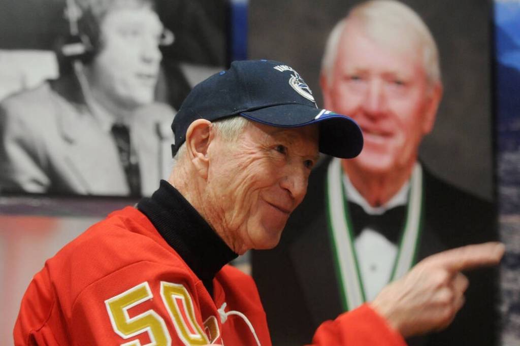 Jim Robson at a 2018 street dedication ceremony in his honour at the Golden Ears Winter Club. (Colleen Flanagan/The News files)