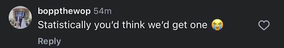 Instagram comment screen grab. (Screen grab courtesy: @boppthewop/Instagram)