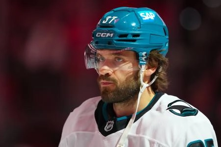Dec 7, 2025; Raleigh, North Carolina, USA; San Jose Sharks defenseman Timothy Liljegren (37) looks on before the start of the game against the Carolina Hurricanes at Lenovo Center