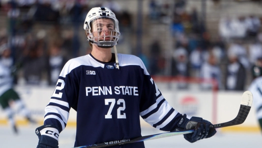 Jan 31, 2026; State College, PA, USA; Penn State Nittany Lions forward Gavin McKenna (72) before the game against the Michigan State Spartans at Beaver Stadium.