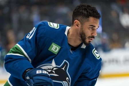 Jan 27, 2026; Vancouver, British Columbia, CAN; Vancouver Canucks forward Evander Kane (91) skates in warm up prior to a game against the San Jose Sharks at Rogers Arena. Mandatory Credit: Bob Frid-Imagn Images