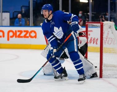 Feb 17, 2021; Toronto, Ontario, CAN; Toronto Maple Leafs forward Zach Hyman (11) in front of the Ottawa Senators net at Scotiabank Arena. Toronto defeated Ottawa 2-1. Mandatory Credit: John E. Sokolowski-USA TODAY Sports