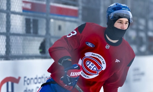 Photo of Ivan Demidov at Canadiens outdoor practice.