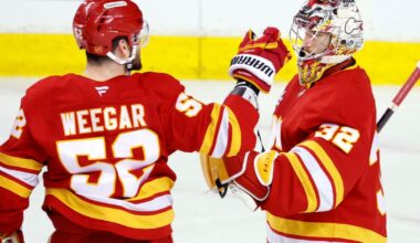 Farabee’s short-handed goal in the 3rd period lifts the Flames to a 3-2 win over the Sharks |
