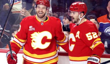 Lomberg scores tiebreaking goal in 3rd and Flames top scuffling Oilers 4-3 to take season series |